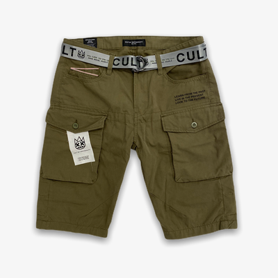 Cult of Individuality Cargo Shorts Belted Olive