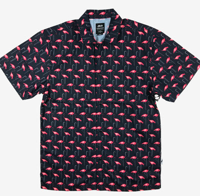 Publish Jame Flamingo Button Up T-Shirt Navy