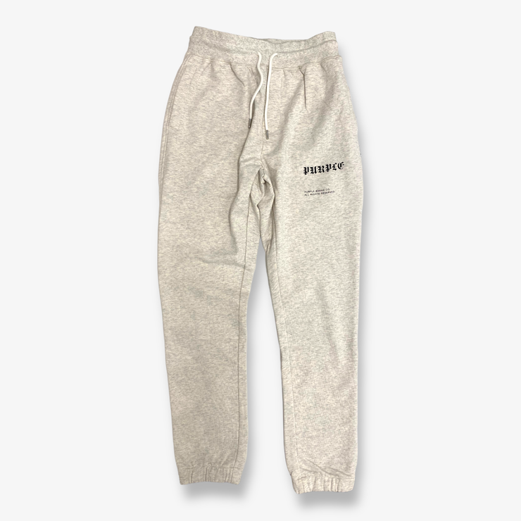 Purple Brand French Terry Sweatpant Gothic Wordmark Small Heather Grey