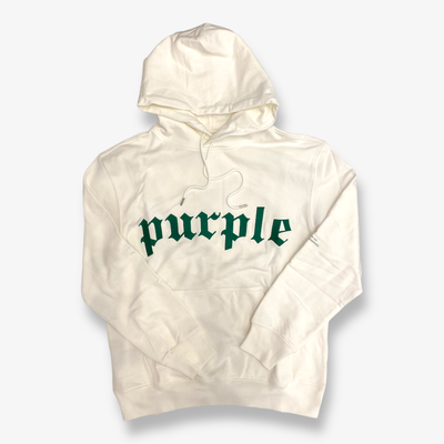 Purple Brand French Terry Po Hoody Gothic Arch Brilliant White