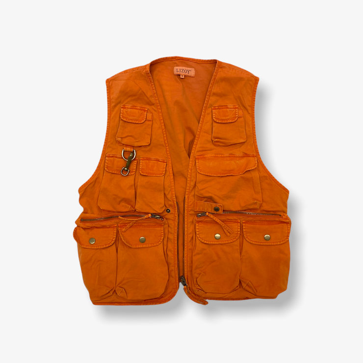 Lizoy Washed Cargo Vest Washed Orange
