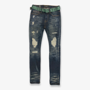 Cult of Individuality Punk Super Skinny Belted Jeans Forest