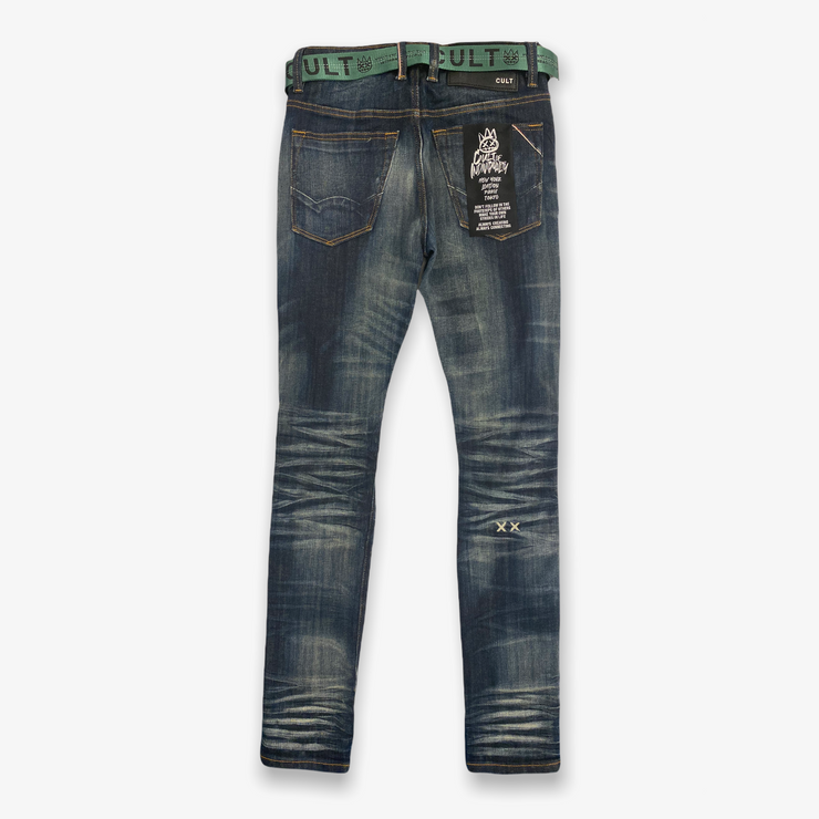 Cult of Individuality Punk Super Skinny Belted Jeans Forest