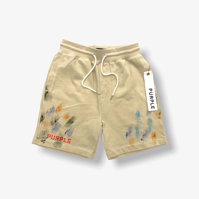 Purple Brand French Trench Cream W/ Paint Stencil Shorts