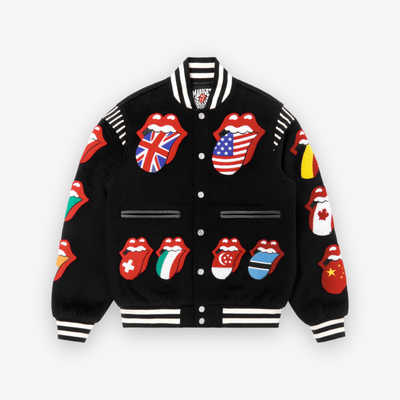 Market Rolling Stones World Flag Varsity Jacket Q4 Quickstrike
