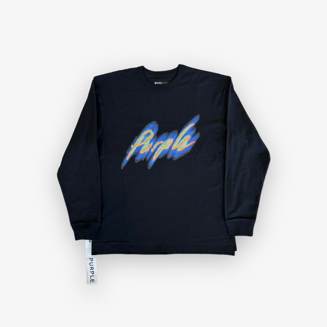Purple Brand Textured Jersey Long Sleeve Tee Black Beauty Purple Brand Textured Jersey Long Sleeve Tee Black Beauty