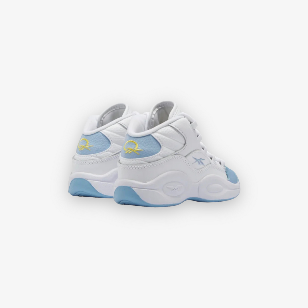 Reebok Question Mid White Fluid Blue Toxic Yellow Preschool Sizes