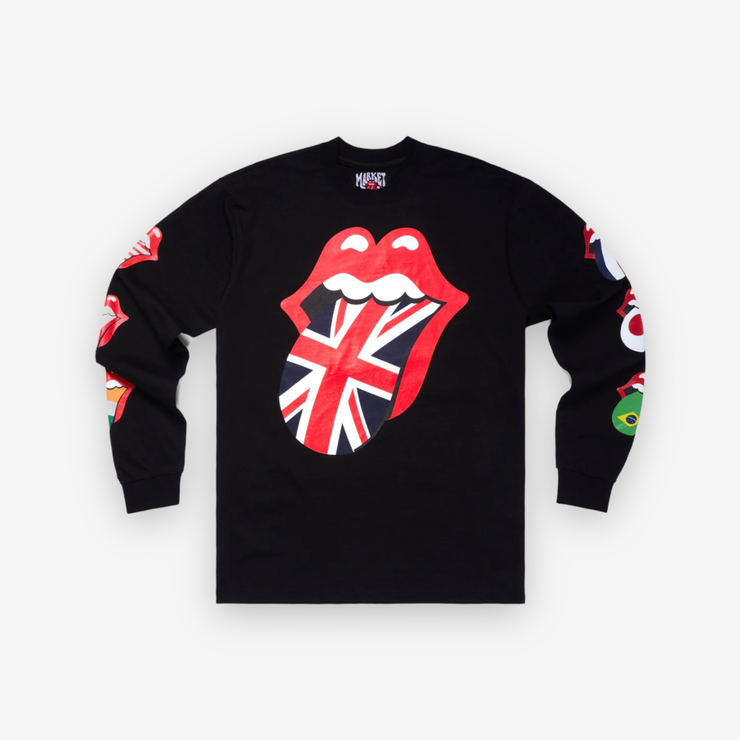 Market Rolling Stones World Flag LS T-Shirt Black Q4 Quickstrike