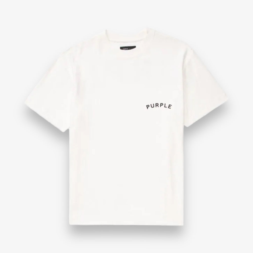 Purple Brand Textured Jersey SS Tee Brilliant White Curve Wordmark