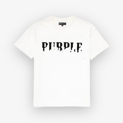 Purple Brand Textured Jersey Inside Out Tee Brilliant White Eroded JWET