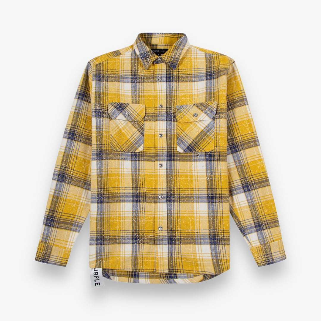 新品 GANGSTERVILLE CHECK SHIRTS YELLOW M Purple Brand Plaid LS Shirt Yellow – Sneaker Junkies