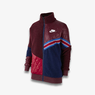 Nike Women's Sherpa Fleece Jacket Midnight Blue Maroon BV3040-681