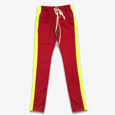 EPTM Red Trackpants Neon Green Stripe