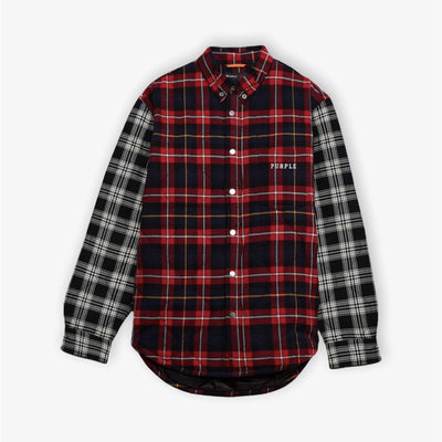 Purple Brand Quilted Plaid Shirt Red
