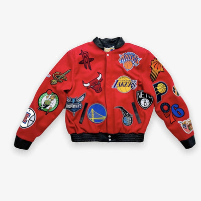 Jeff Hamilton NBA Collage Wool & Leather JKT Red