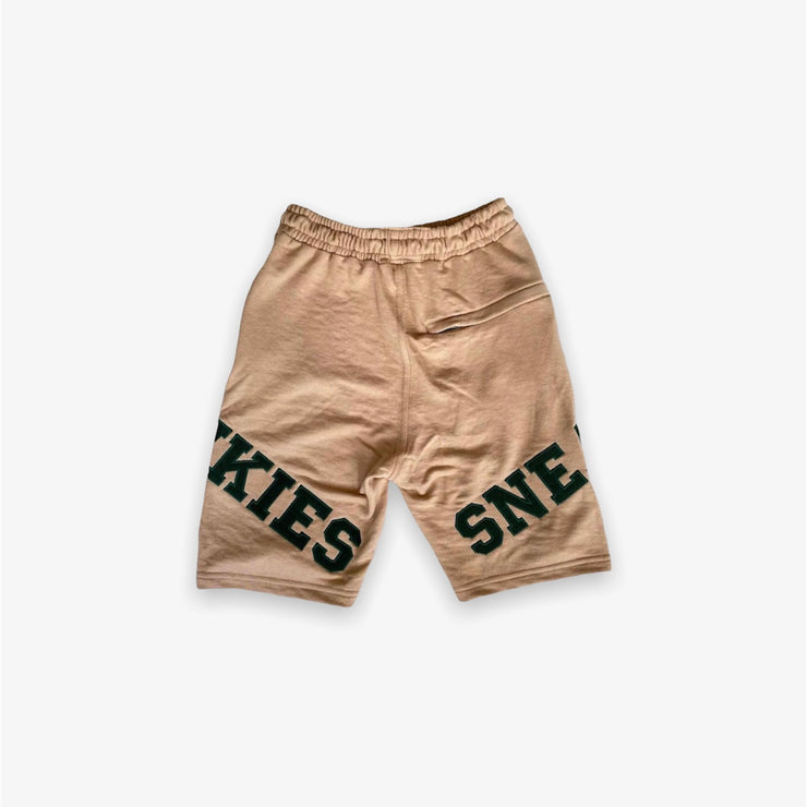Sneaker Junkies Big Logo Sweat Shorts Tan Green