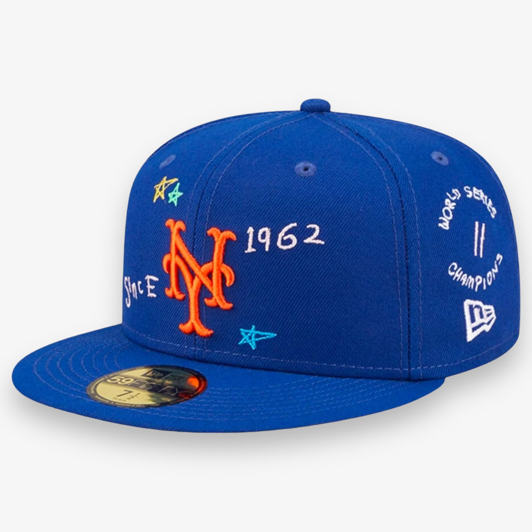 New Era Scribble 5950 Fitted NY Mets Blue – Sneaker Junkies