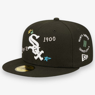 New Era Scribble 5950 Fitted White Sox Black