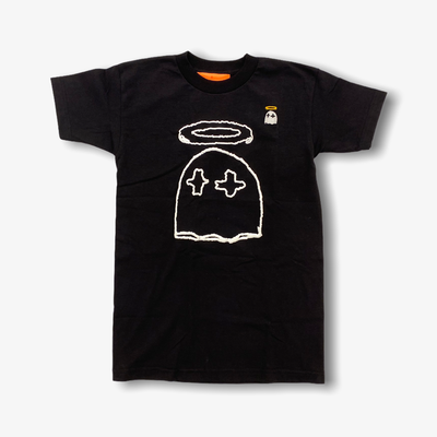 B Wood Outline Double Ghost Black T-Shirt