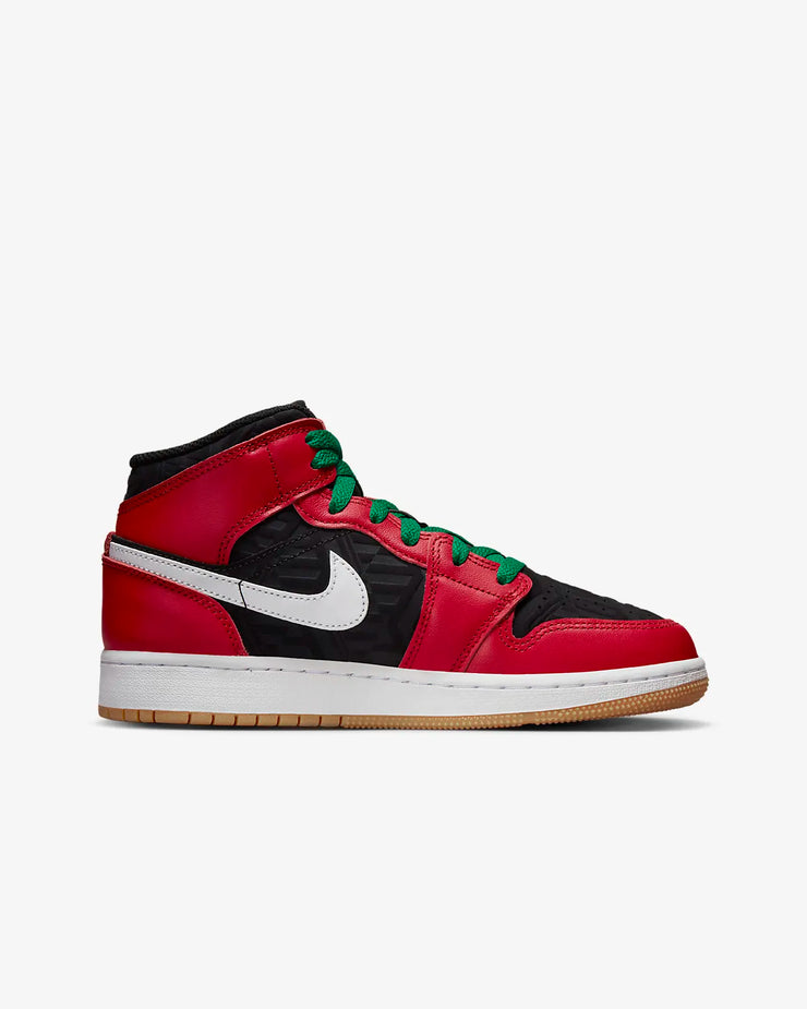 Air Jordan 1 Mid SE GS Black Fire Red White Malachite DQ8418-006